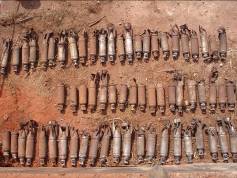 Soviet Cluster Munitions – these have been rendered safe to move by Cleared Ground Technicians and are awaiting destruction by demolition